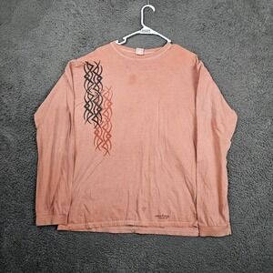 Crazy Shirts Long Sleeve Shirt Mens‎ Large Orange Chile Dyed Dragon Tribal